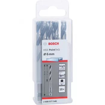 Bosch PowerTools broca helicoidal HSS PointTeQ Hex, 6 mm, 10 uds., longitud de trabajo 57 mm