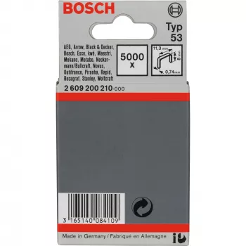 Bosch grapas de alambre fino tipo 53 11,4 x 0,74 x 8 mm, acero galvanizado, 5000 uds. (2609200210)