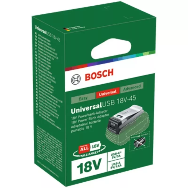 Bosch UniUSB 18V-15 cargador para baterías POWER FOR ALL de 18V con conexión USB-C (1600A02WS1)