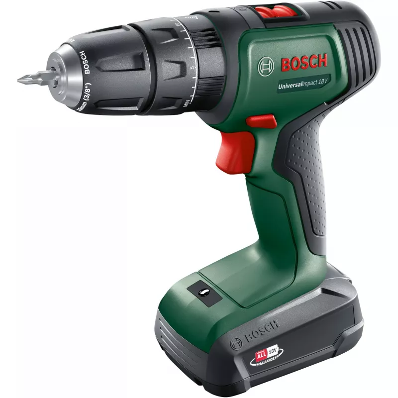BOSCH UniversalImpact 18V Atornillador percutor a batería (verde/negro, 2x1,5 Ah Li-Ion, set de 241 piezas)