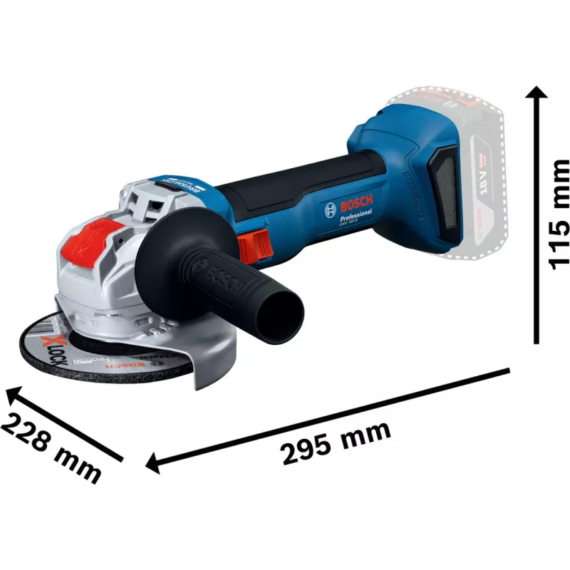BOSCH X-LOCK Amoladora angular a batería GWX 18V-8 Professional Solo, 18V, Azul/Negro, 125 mm (sin batería)