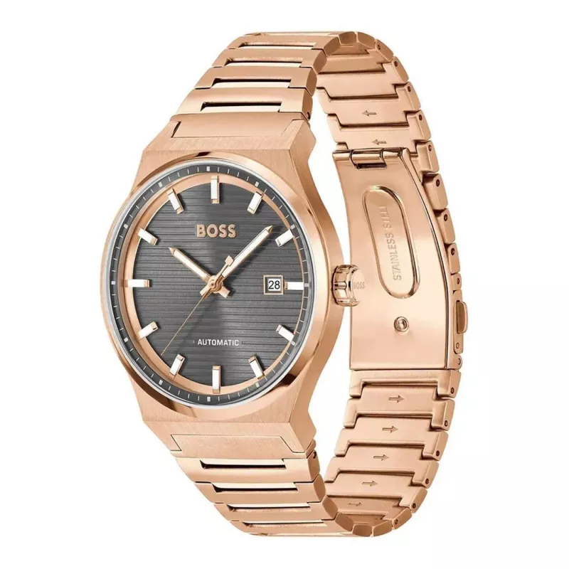 BOSS MAN 1514185 Reloj analógico de cuarzo 41mm esfera negra correa de piel