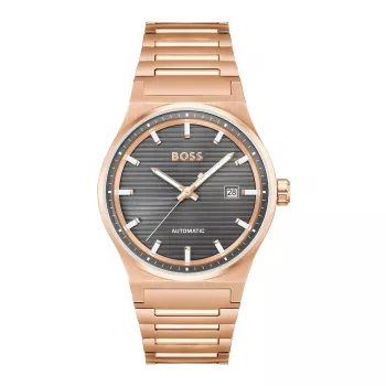 BOSS MAN 1514185 Reloj analógico de cuarzo 41mm esfera negra correa de piel