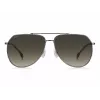 BOSS Man BOSS1447SKJ1G Gafas de sol rectangulares - Montura de acetato negra, lentes de policarbonato grises, protección UV400
