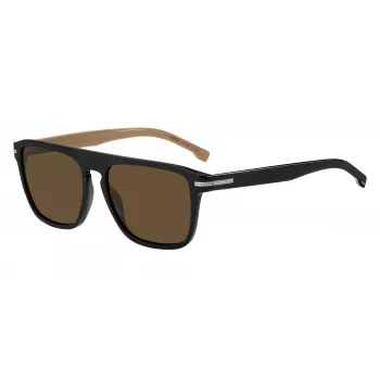 BOSS MAN Gafas de sol BOSS1599S807 Montura negra rectangular Lentes grises 56mm