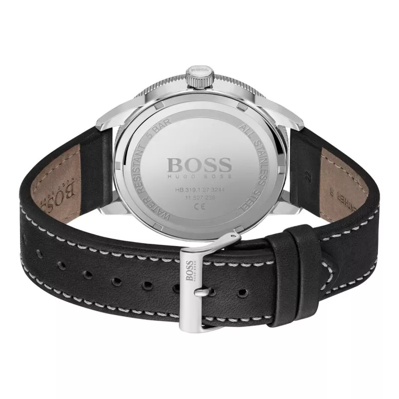 BOSS Reloj cronógrafo hombre Grand Prix 1513898 44mm esfera negra correa de piel