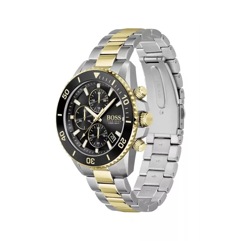 BOSS Reloj de hombre 1513908 45mm Acero inoxidable Esfera azul Cronógrafo