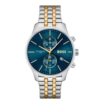 BOSS reloj para hombre 1513976 (42mm) - esfera azul, correa de piel marrón