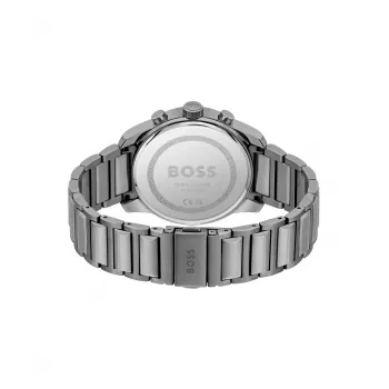 BOSS reloj de hombre 1514005 44mm caja de acero inoxidable esfera azul correa de piel marrón cronógrafo de cuarzo