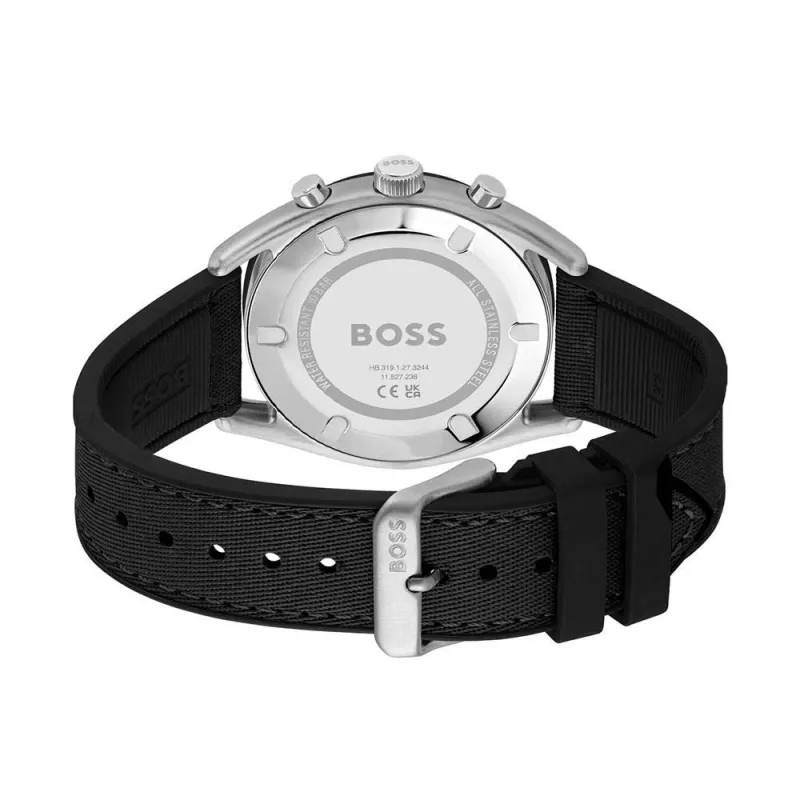 BOSS Reloj hombre 1514091 44mm esfera azul correa de piel marrón cronógrafo cuarzo