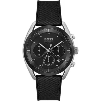 BOSS Reloj hombre 1514091 44mm esfera azul correa de piel marrón cronógrafo cuarzo