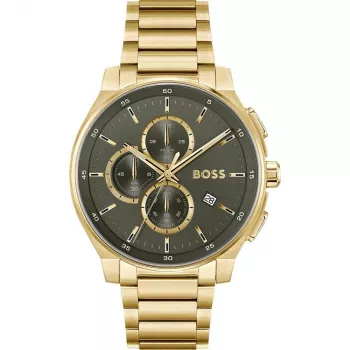 Reloj de hombre BOSS 1514190 44mm esfera azul correa de piel marrón cronógrafo cuarzo