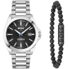 BOSS Reloj de hombre 1570180 41mm caja de acero inoxidable correa de piel negra analógico de cuarzo