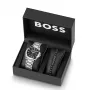 BOSS Reloj de hombre 1570180 41mm caja de acero inoxidable correa de piel negra analógico de cuarzo