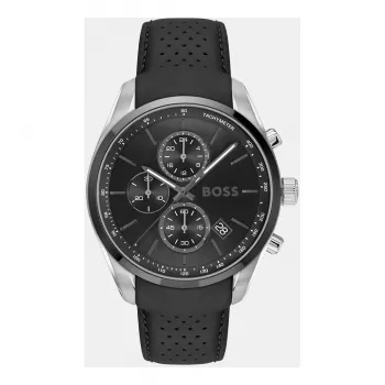 BOSS Reloj de hombre 1514224 (44,5 mm) cronógrafo de cuarzo esfera azul correa de piel marrón