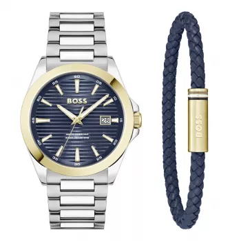 BOSS Reloj de hombre 1570191 (41mm) Pilot Edition cuarzo acero inoxidable piel marrón