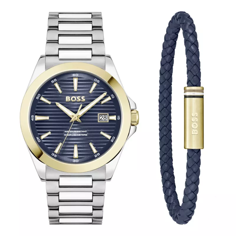 BOSS Reloj de hombre 1570191 (41mm) Pilot Edition cuarzo acero inoxidable piel marrón