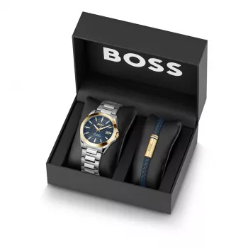 BOSS Reloj de hombre 1570191 (41mm) Pilot Edition cuarzo acero inoxidable piel marrón