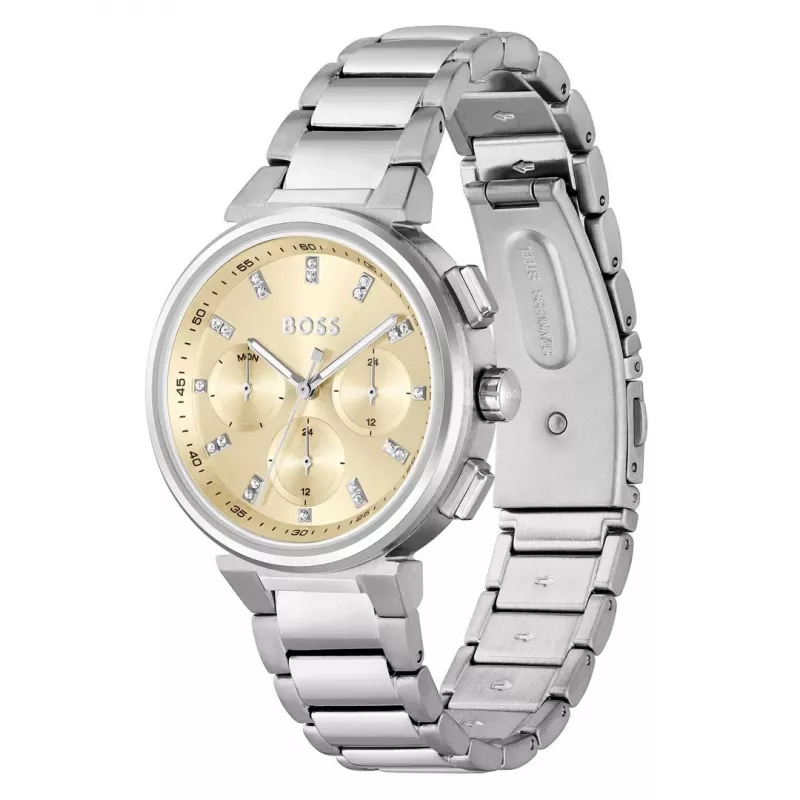 BOSS Reloj de mujer 1502676 Reloj de cuarzo 37mm Acero inoxidable Plata/Oro rosa