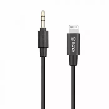 Cable adaptador de audio BOYA BY-K1 conector TRRS de 3,5mm a conector Lightning (20 cm, negro)