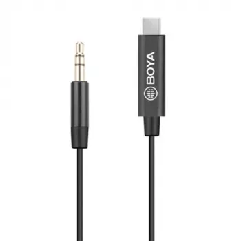 Cable adaptador de audio BOYA BY-K2 USB-C a TRRS de 3,5 mm (20 cm, negro)