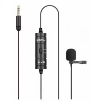 Micrófono de solapa omnidireccional BOYA BY-M1S, conector de 3,5 mm, negro