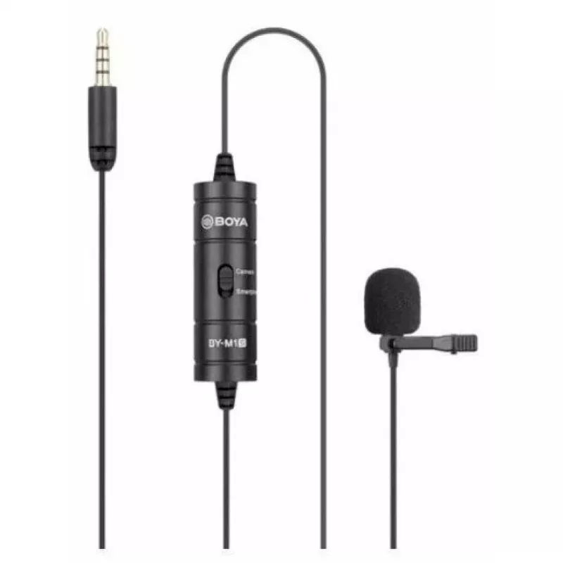 Micrófono de solapa omnidireccional BOYA BY-M1S, conector de 3,5 mm, negro