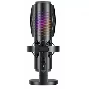 BOYA K9 Micrófono de condensador con cable, omnidireccional, reducción de ruido, monitorización en tiempo real, USB-A/USB-C, negro