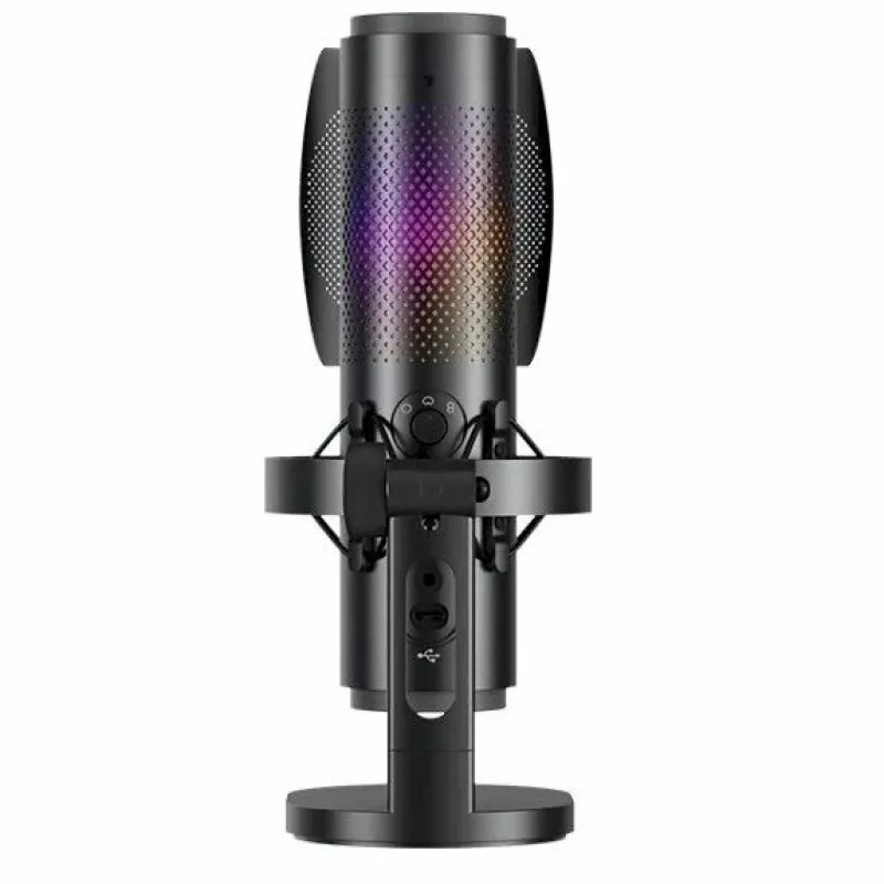 BOYA K9 Micrófono de condensador con cable, omnidireccional, reducción de ruido, monitorización en tiempo real, USB-A/USB-C, negro
