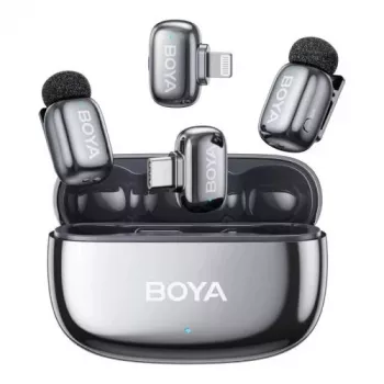 Micrófono inalámbrico Boya mini 2-01 Lightning/USB-C, plata lunar (BOYA mini 2-01-Space Gray)