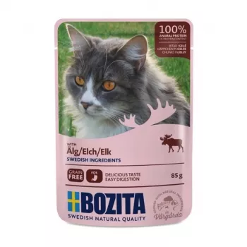 Bozita Chunks in Jelly Alimento húmedo para gatos con alce, 85 g