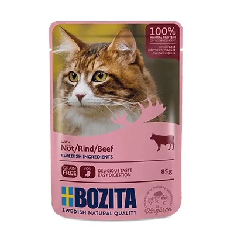 Bozita Trozos de ternera en gelatina Alimento húmedo para gatos 85g