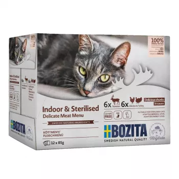 BOZITA Sterilised Pieces in Sauce with Meat Multibox - comida húmeda para gatos - 12 x 85 g