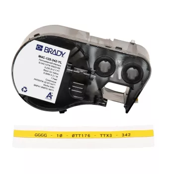 Etiqueta marcadora de cables termorretráctil BRADY M4C-125-342-YL para impresoras BMP41/BMP51/BMP53/M511 - blanca