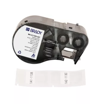 Brady etiquetas de vinilo autolaminadas giratorias para marcado de cables y alambres, blancas, 25,4 mm x 13,7 m