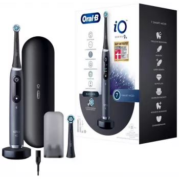 Braun Oral-B iO 9N Cepillo de dientes eléctrico con 2 cabezales y estuche de viaje, Black Onyx 4210201408680