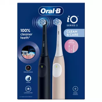 Braun Oral-B iO Series 2 Cepillo de dientes eléctrico Night Black/Calm Pink con segundo mango