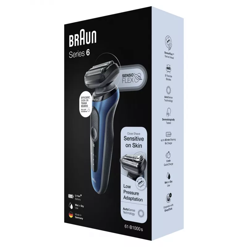 Afeitadora eléctrica Braun Series 61 - B1000s húmedo y seco Azul