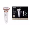 Braun Silk-épil 9 3D SES9-481 depiladora en húmedo y en seco inalámbrica con 40 pinzas, SensoSmart, Smartlight, recortadora, blanco/oro rosa