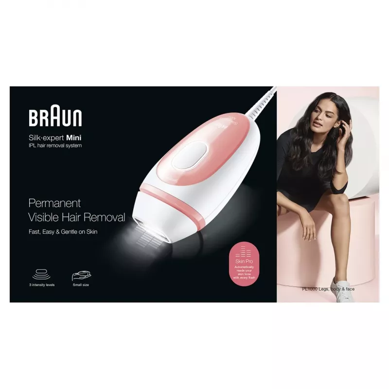 Braun Silk-expert PL1000 Depiladora de luz pulsada intensa (IPL) Rosa, Blanco