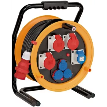 Brennenstuhl 1319110010 Alargador con carrete 40m H07RN-F 3G2.5 IP44 4x Schuko Negro/Naranja