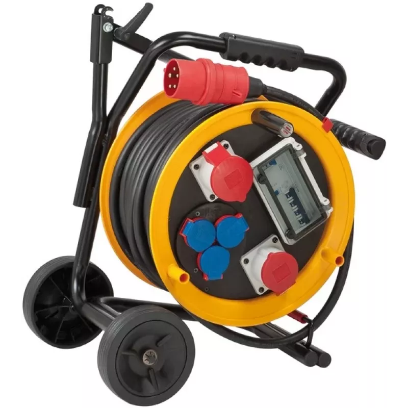 Brennenstuhl 1319200010 Alargador enrollable 230-400 V 25m H07RN-F 5G2.5 con 5 tomas de corriente IP44