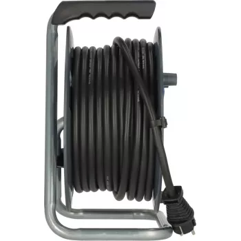 Brennenstuhl alargador enrollable 30m IP44 H07RN-F 3G2.5 con 3 tomas tipo E, protección térmica, cable azul, tambor negro