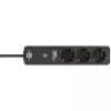 BRENNENSTUHL Connect Ecolor regleta WiFi 3 tomas (blanca/negra, cable de 1,5 m, control por voz, temporizador, app)