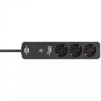BRENNENSTUHL Connect Ecolor regleta WiFi 3 tomas (blanca/negra, cable de 1,5 m, control por voz, temporizador, app)