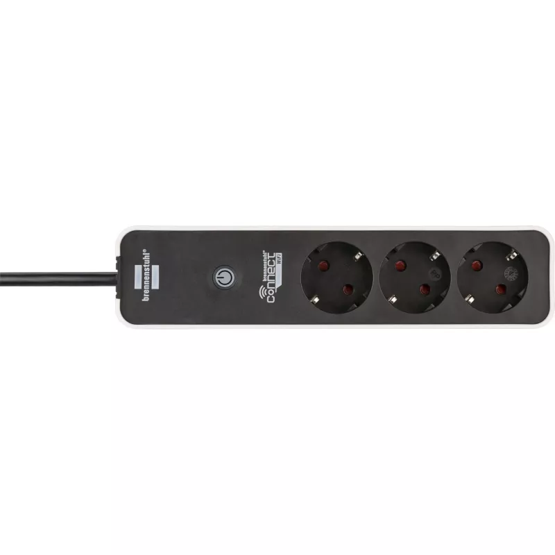 BRENNENSTUHL Connect Ecolor regleta WiFi 3 tomas (blanca/negra, cable de 1,5 m, control por voz, temporizador, app)