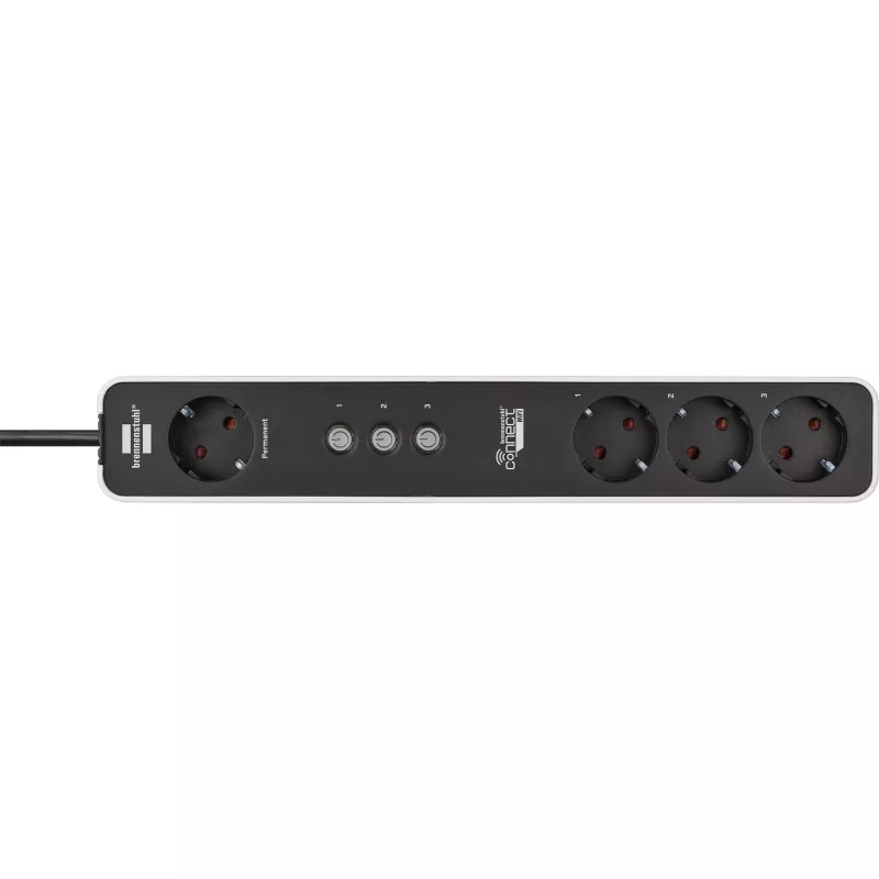 Brennenstuhl Connect Ecolor Regleta inteligente WLAN 4 tomas (blanco/negro, cable de 1,5 m, control por voz, temporizador, app)
