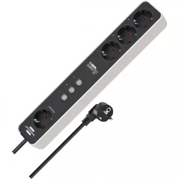 Brennenstuhl Connect Ecolor Regleta inteligente WLAN 4 tomas (blanco/negro, cable de 1,5 m, control por voz, temporizador, app)