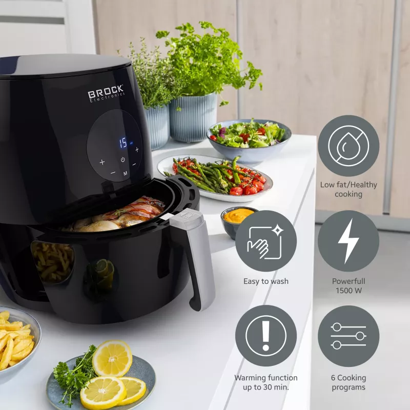 Brock AFD 3502 BK Freidora de aire 3,5L 1200W Negro
