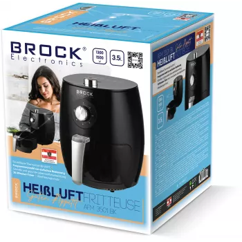 Brock AFM 3501 BK Freidora de aire 3,5L 1300-1500W Negro Freidora digital con cesta
